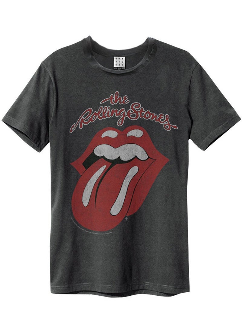 AMPLIFIED - The Rolling Stones Vintage Logo T-Shirt Charcoal Grey - Image 1