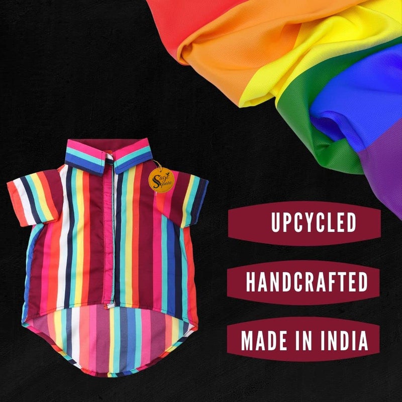 Sage Square Funky Soft Material Dog Shirt | Cool/Funky Print Pet | Soft Light Weight | Comfortable & Breathable Dog Clothing | Trendy Vest Outfit (Colorfull Stripes Print) (Large - 22inch) - Image 4