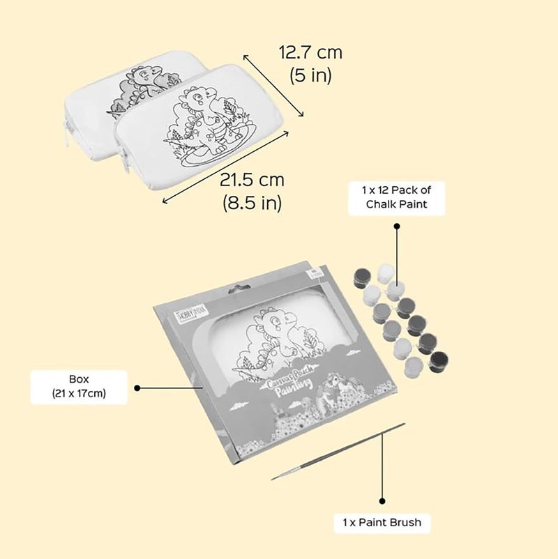 HOBBY INDIA DIY Canvas Pouch Painting Kit | Cute Zipper Makeup & Toiletry Case for Kids & Adults, Art Craft Set, Birthday Gift, School Stationery, Travel Pencil Organizer for Girls & Boys (Unicorn) - Image 3