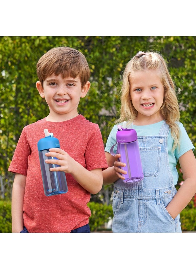 Bentgo - Kids Water Bottle - Leak-Proof, Durable Tritan, Bpa-Free 15 Oz. Cup For Kids/Toddlers Ages 3+ - Flip-Up Straw & Dishwasher Safe For School, Sports, Daycare & Camp (Blue) - Image 1