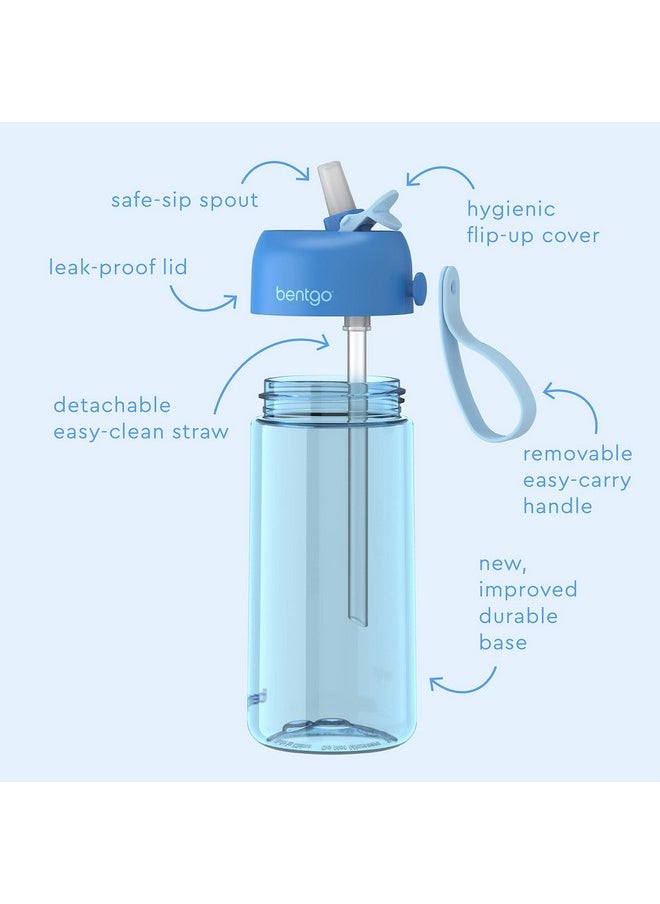 Bentgo - Kids Water Bottle - Leak-Proof, Durable Tritan, Bpa-Free 15 Oz. Cup For Kids/Toddlers Ages 3+ - Flip-Up Straw & Dishwasher Safe For School, Sports, Daycare & Camp (Blue) - Image 1