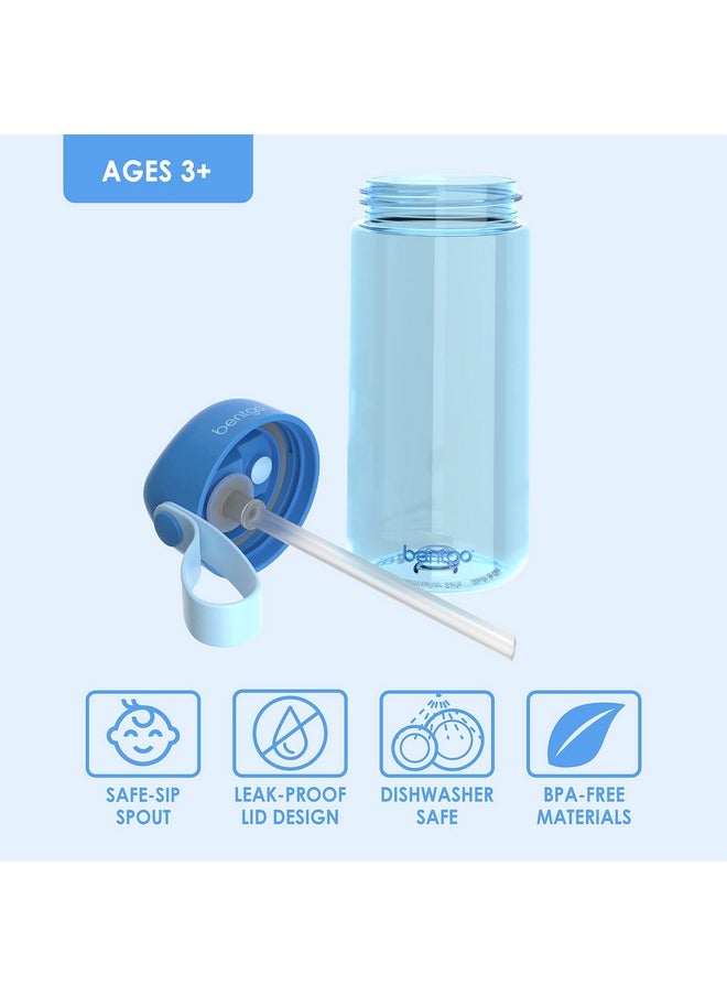 Bentgo - Kids Water Bottle - Leak-Proof, Durable Tritan, Bpa-Free 15 Oz. Cup For Kids/Toddlers Ages 3+ - Flip-Up Straw & Dishwasher Safe For School, Sports, Daycare & Camp (Blue) - Image 1