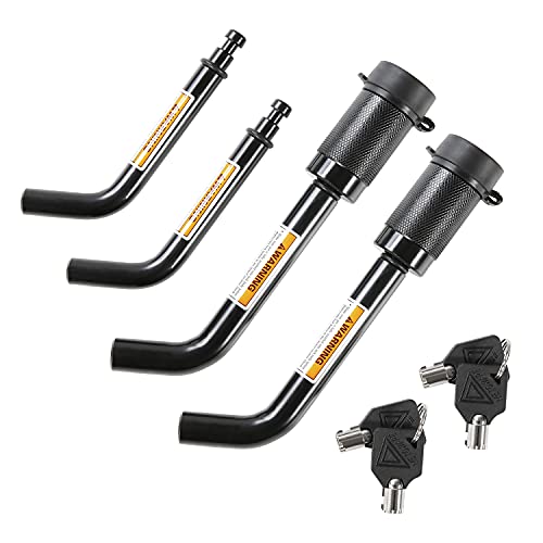 METOWARE Trailer Hitch Locks, 1/2" and 5/8" Diameter Dual Bent Pins for Class I-IV Hitches, Anti-Theft Hitch Lock for 1-1/4" 2" and 2-1/2" Receiver, Fits Towing Trailer Truck Car Boat RV (2 Pack) - Image 1