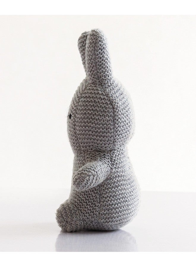 Pluchi Cotton Knitted Grey Bobby Bunny Soft Toy for Babies & Kids 19cm x 13cm - Image 2