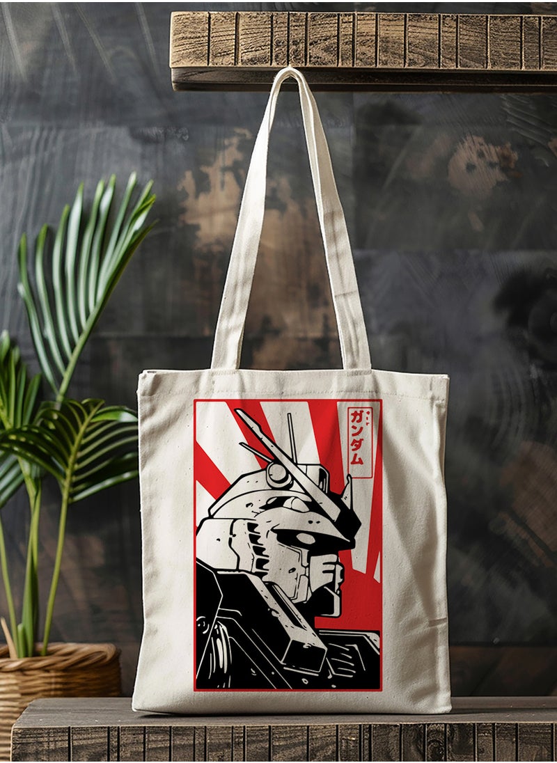 LOWHA Polyester Tote Bag with Shoulder Straps and Mobile Suit Gundam Anime Pattern  - Image 3