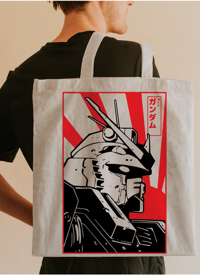 LOWHA Polyester Tote Bag with Shoulder Straps and Mobile Suit Gundam Anime Pattern  - Image 2