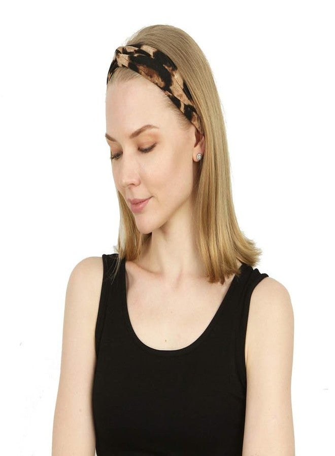 RECTYO GALLERY 4pcs Leopard Print Twisted Criss Cross Elastic Headbands Soft Cotton Hair Bands for Women Girls - Image 5
