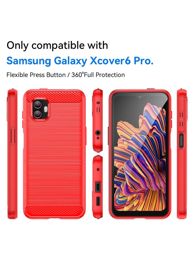 S-TOP Case For Samsung Galaxy Xcover6 Pro Brushed Texture Carbon Fiber TPU Phone Case - Image 2