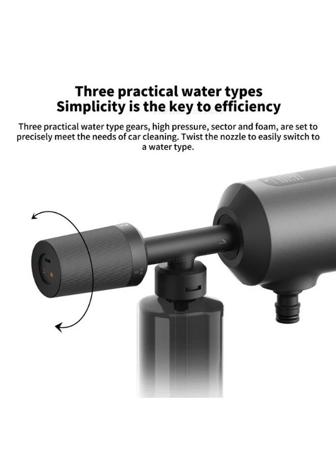شاومي غسالة السيارات اللاسلكية Xiaomi Mijia 2 - ضغط عالٍ، وعاء رغوة سعة 250 مل، أنماط رش قابلة للتعديل، خرطوم مياه بطول 6 أمتار، بطارية مدمجة بسعة 2000 مللي أمبير، لون رمادي داكن - Image 4