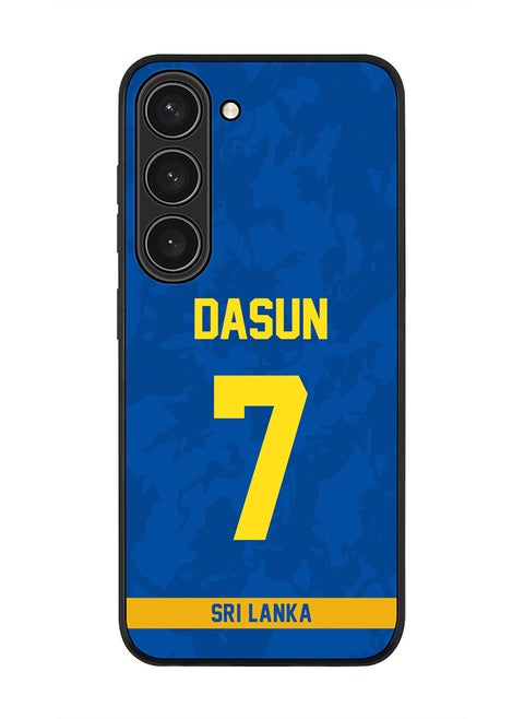 Rugged Black Edge Case for Samsung Galaxy S23 5G, Slim fit Soft Case Flexible Rubber Edges Thin Cover - Player Name - Dasun Shanaka, Jersey Number- 7