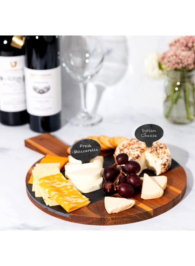 Large round wooden cheese board with handle and serving platter - 11.5-inch cutting board for food, cheese, and meat - Image 4