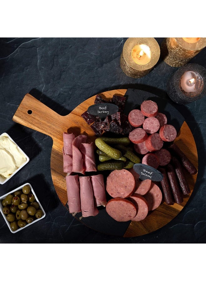 Large round wooden cheese board with handle and serving platter - 11.5-inch cutting board for food, cheese, and meat - Image 2