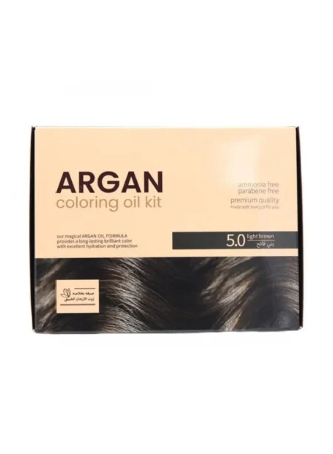 Natural Argan Oil Kit Hair Dye 5.0 Light Brown