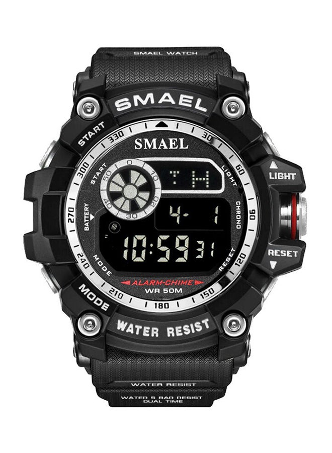 سميل ساعة يد رقمية مقاومة للماء بسوار جلدي طراز Smael-19-SIL للرجال