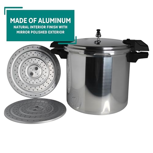 MIRRO 22qt Aluminum Pressure Canner with 3 Regulators & double Cooking Racks, 5/10/15 PSI - Image 3