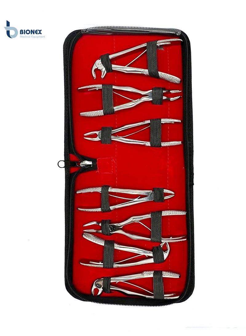 BIONEX EXTRACTION FORCEPS PEDO SET OF 7 IN POUCH STANDARD - Image 1