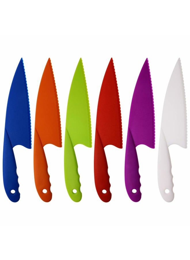 PENTA ANGEL (6 Colors) - 6 Colours Plastic Kitchen Knife Set Kids Nylon Knife Children Safety Cooking Chef Knives for Fruit Lettuce Vegetable Salad Bread (6 Colours) - Image 1