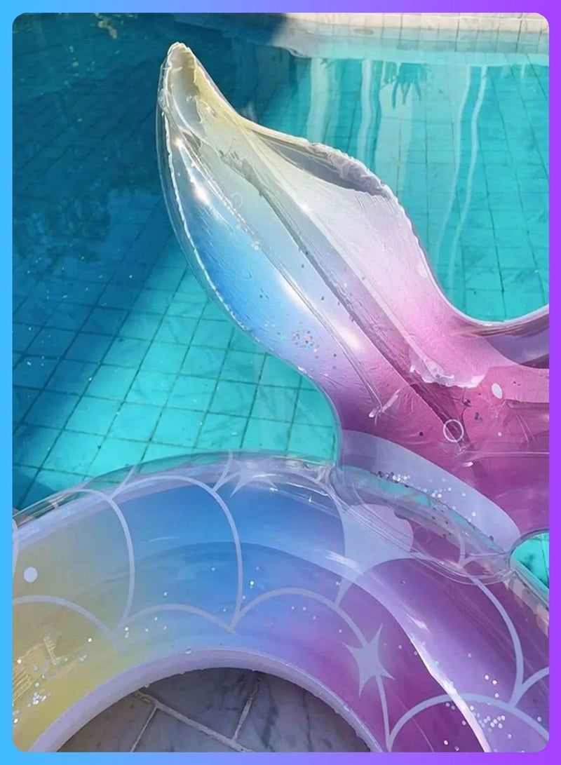 BELANO Mermaid Swim Ring, Sparkly Tail Pool Float and Inflatable Pool Water Toys, Glitter Mermaid Tail Float for Kids Beach Party, Swim Ring - Image 4