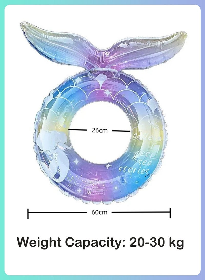 BELANO Mermaid Swim Ring, Sparkly Tail Pool Float and Inflatable Pool Water Toys, Glitter Mermaid Tail Float for Kids Beach Party, Swim Ring - Image 2