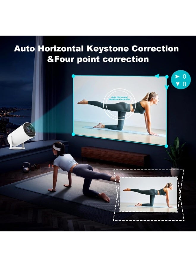 VINNYSEN Mini Projector, Support 4K 1080P Portable Projector with Dual Band WIFI6 5G Wireless 5.2 Bluetooth Android 11, 180° Rotatable, Auto Keystone Correction,35"-130" Screen Video Projector (white) - Image 3