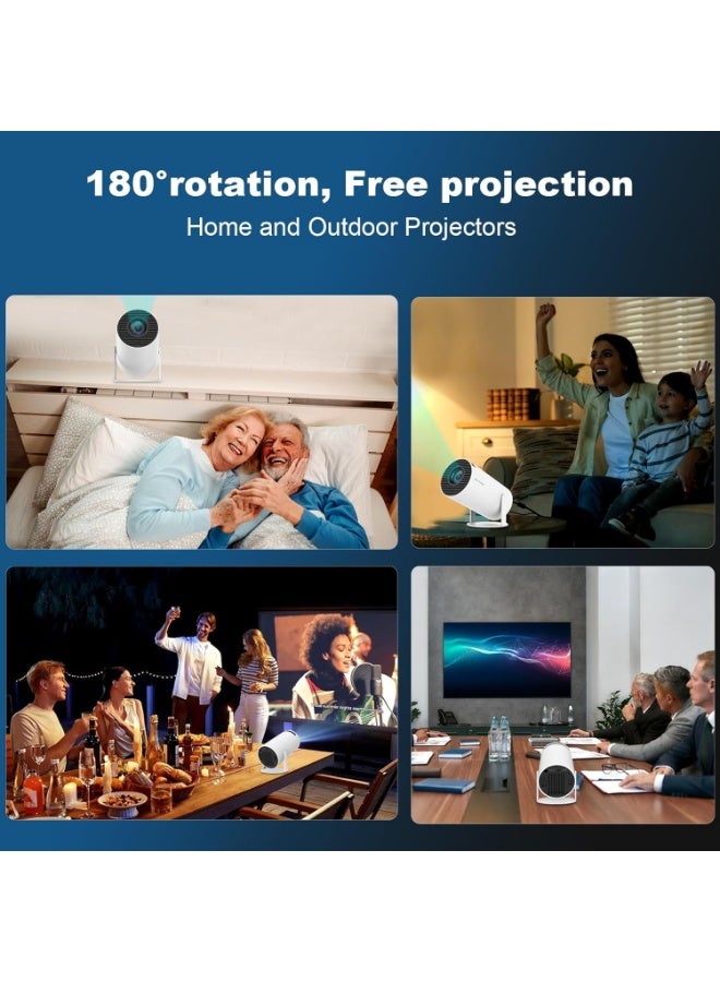 VINNYSEN Mini Projector, Support 4K 1080P Portable Projector with Dual Band WIFI6 5G Wireless 5.2 Bluetooth Android 11, 180° Rotatable, Auto Keystone Correction,35"-130" Screen Video Projector (white) - Image 5