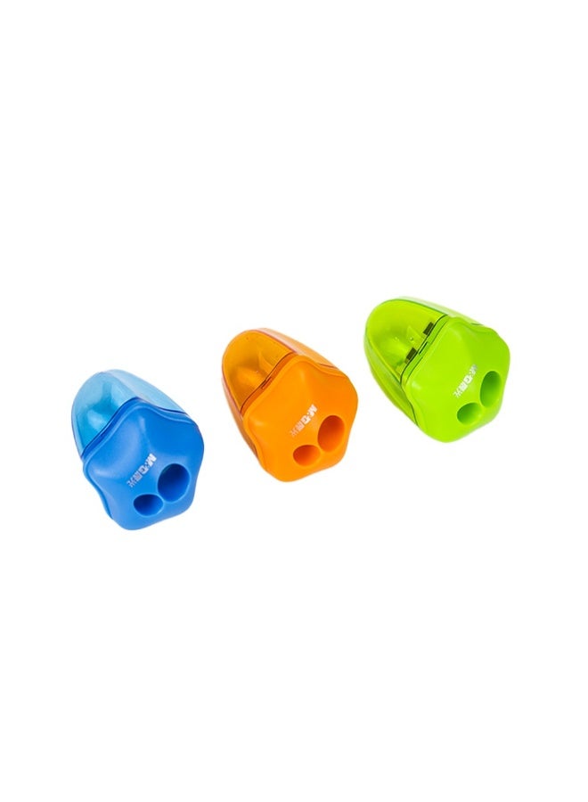 M&G 3 PCS Pencil Sharpeners, Dual Holes Compact Colored Handheld Pencil Sharpener, Colored Handheld Sharpener Suitable for Kids Home Office - Image 2