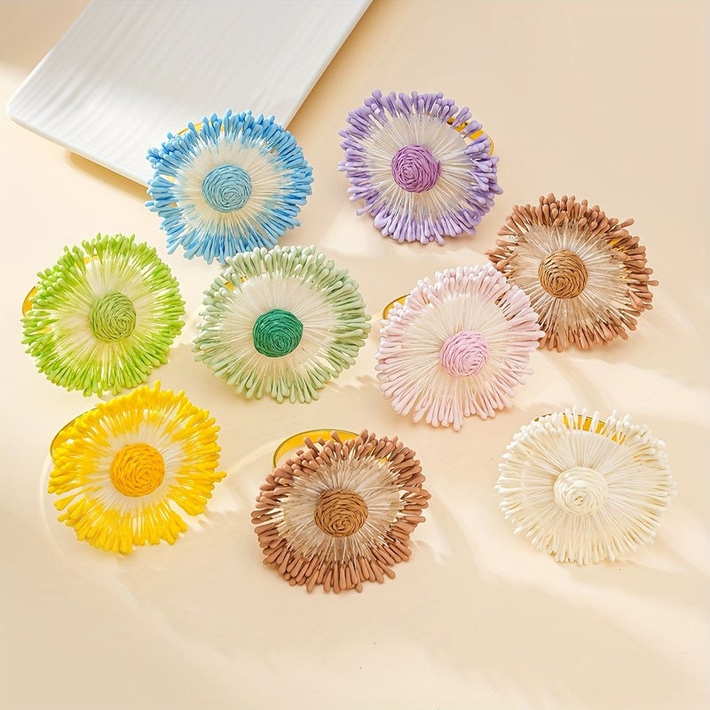 Light Green 2 Piece Elegant Woven Flower Napkin Rings For Wedding And Home Table Setting Rustic Style Charm Hand Decorated Napkin Holders - Image 2