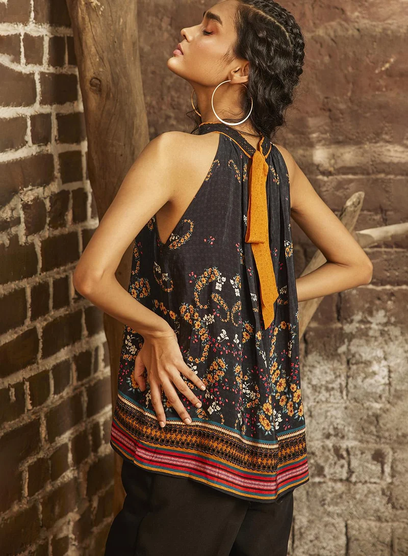 Bhanuni By Jyoti  MATTE PURPLE AND TANGERINE HALTER TOP for Women | Best Price UAE
