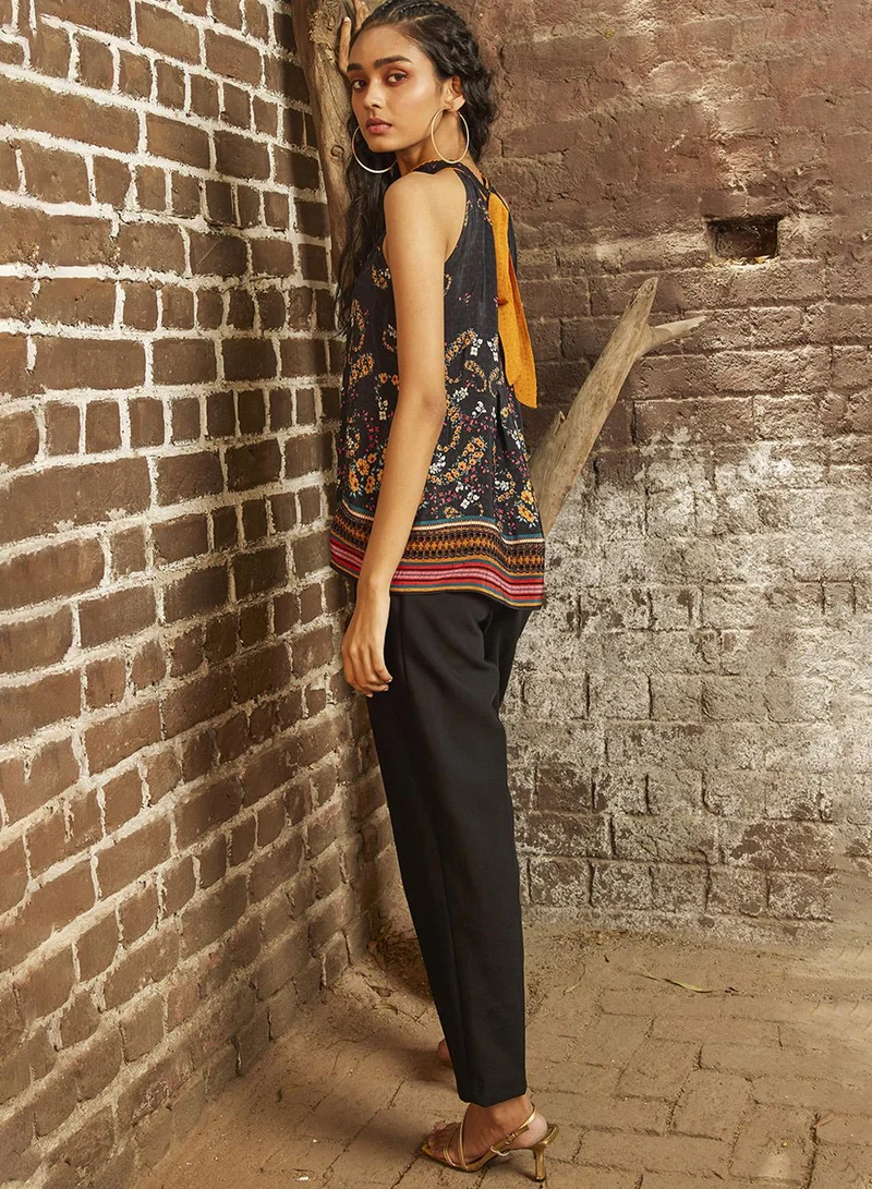 Bhanuni By Jyoti  MATTE PURPLE AND TANGERINE HALTER TOP for Women | Best Price UAE