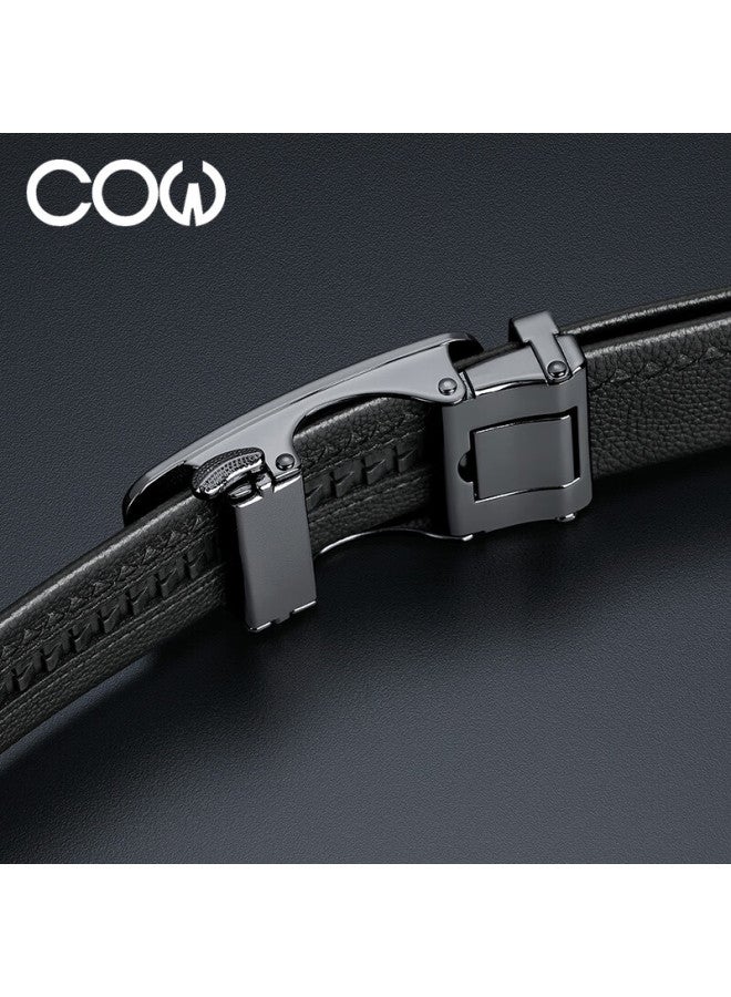 Cow Men's Belt, Top-grain Leather, Automatic Buckle, Waist Belt Gift Box, Simple Business Trouser Belt, Birthday Gift For Boyfriend - Image 4