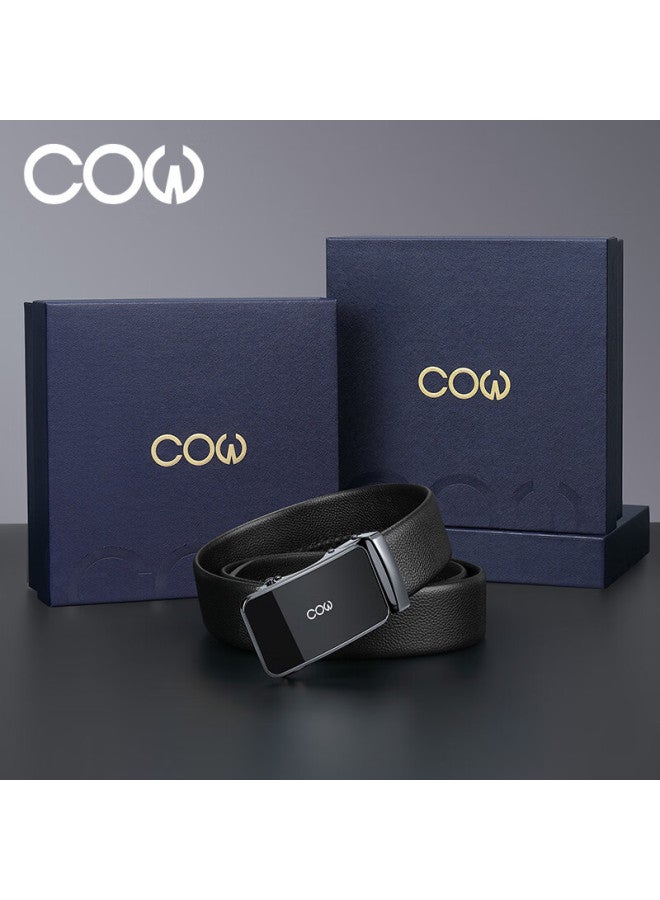Cow Men's Belt, Top-grain Leather, Automatic Buckle, Waist Belt Gift Box, Simple Business Trouser Belt, Birthday Gift For Boyfriend - Image 2