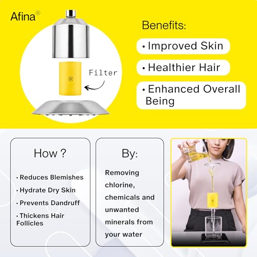 Afina Filtered Shower Head, Shower Filter for Hard Water | Improves Skin & Hair by Removing Chlorine & Toxic Chemicals from Hard Water | High Pressure Shower Filter Head Water Filter (Matte Black) - Image 3