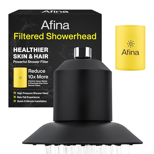 Afina Filtered Shower Head, Shower Filter for Hard Water | Improves Skin & Hair by Removing Chlorine & Toxic Chemicals from Hard Water | High Pressure Shower Filter Head Water Filter (Matte Black) - Image 1
