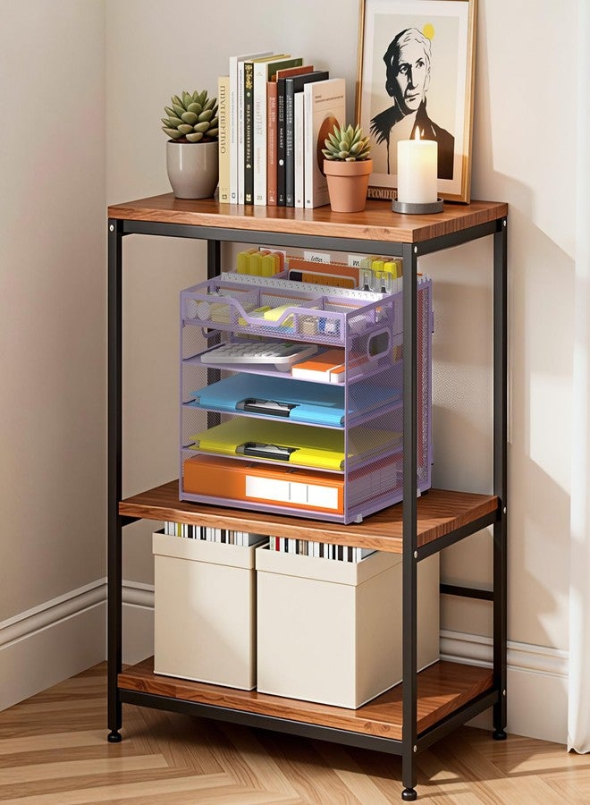 Docnest 5 Tier Letter Tray with Hanging File Organizer-Mesh Desk Organizer-Desktop Storage Box Built in Pen Holder and Handles, File Folder Holder for Mail Documents Office Supplies-Purple - Image 3