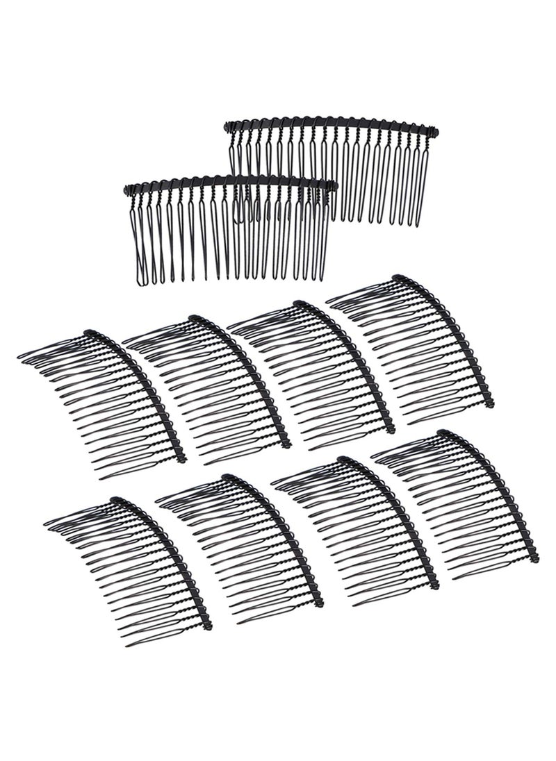 Teensery 10 Pcs Vintage 20 Teeth Hair Combs Metal Wire Twist Bridal Wedding Veil Combs DIY Hair Accessories for Women Girls Black 