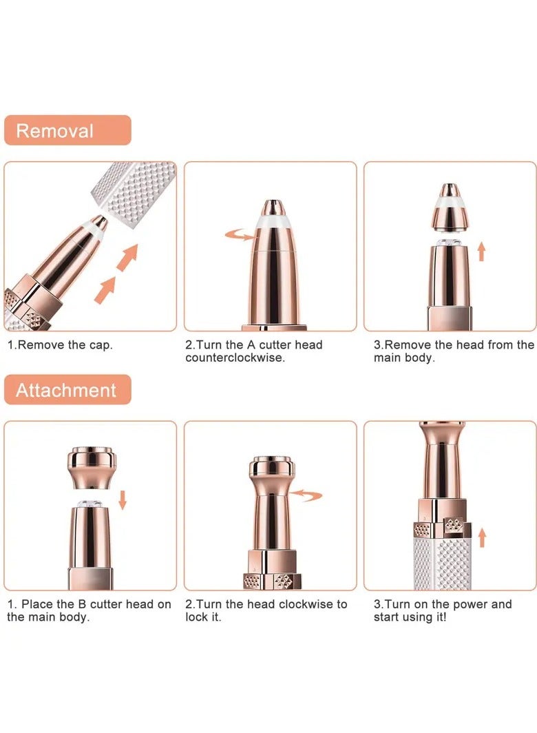 AROAQ 2 in 1 Women's Electric Epilator USB Charging Portable Hair Remover Bikini Painless Shaver for Women Body Facial Eyebrow Trimmer - Image 3