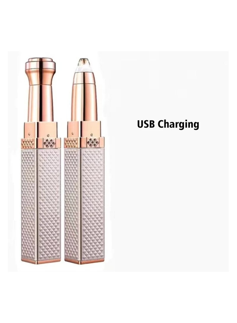 AROAQ 2 in 1 Women's Electric Epilator USB Charging Portable Hair Remover Bikini Painless Shaver for Women Body Facial Eyebrow Trimmer - Image 1