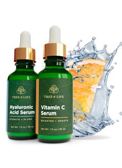 TREE OF LIFE Tree of Life Vitamin C and Hyaluronic Acid Facial Serum Duo, Smoothing and Renewing, Dermatologist-Tested - 2- Skin Care Set  - Image 1