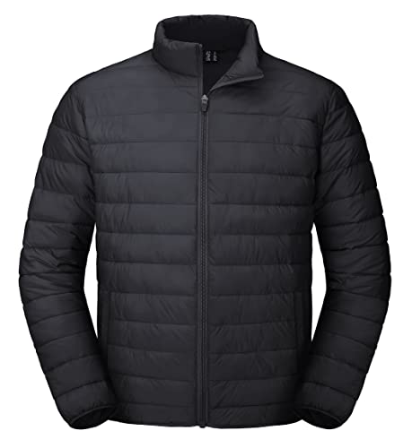 MAGCOMSEN Puffer Jacket Men Packable Down Jacket Lightweight Winter Coats Waterproof Insulated Jackets Black L - Image 1