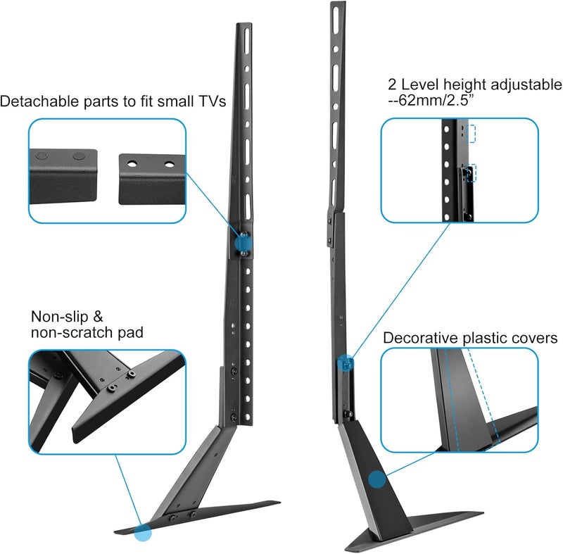 سوبتيكس حامل تلفزيون عالمي من ، بديل لأرجل التلفزيون لمعظم أجهزة التلفزيون LCD/LED/OLED/بلازما بحجم 22-65 بوصة، أقدام تلفزيون قابلة للتعديل للشاشات المسطحة والمنحنية، VESA حتى 800x400 مم، سعة 50 كجم ML1760 - Image 4