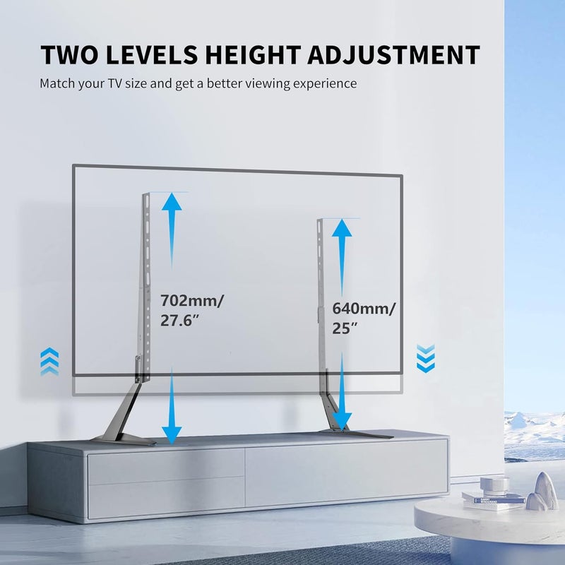 سوبتيكس حامل تلفزيون عالمي من ، بديل لأرجل التلفزيون لمعظم أجهزة التلفزيون LCD/LED/OLED/بلازما بحجم 22-65 بوصة، أقدام تلفزيون قابلة للتعديل للشاشات المسطحة والمنحنية، VESA حتى 800x400 مم، سعة 50 كجم ML1760 - Image 5