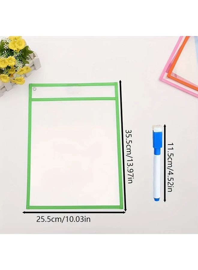 20Pcs Dry Erase Pocket Set With 10PCS Pen And 10PCS Reusable Bag A4 Size Classroom Supplies - Image 3
