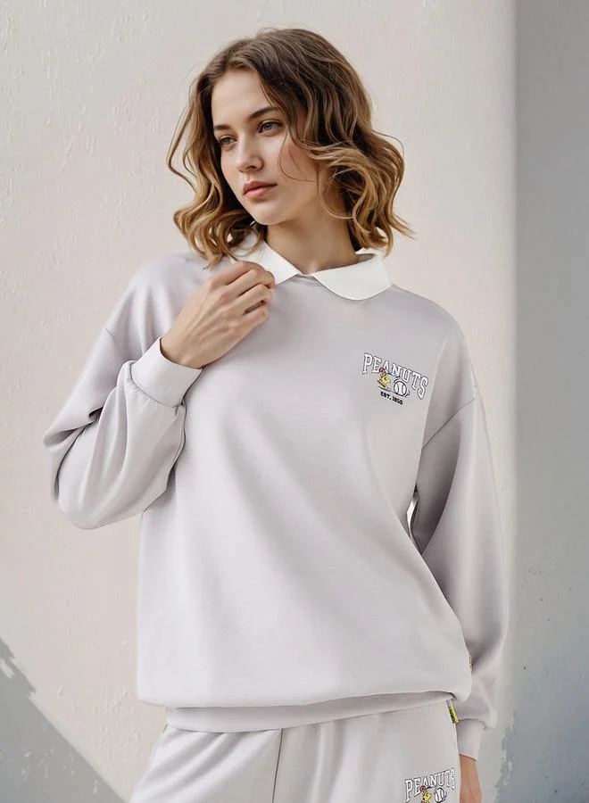 SP Characters Peanuts Embroidered Collared Sweatshirt