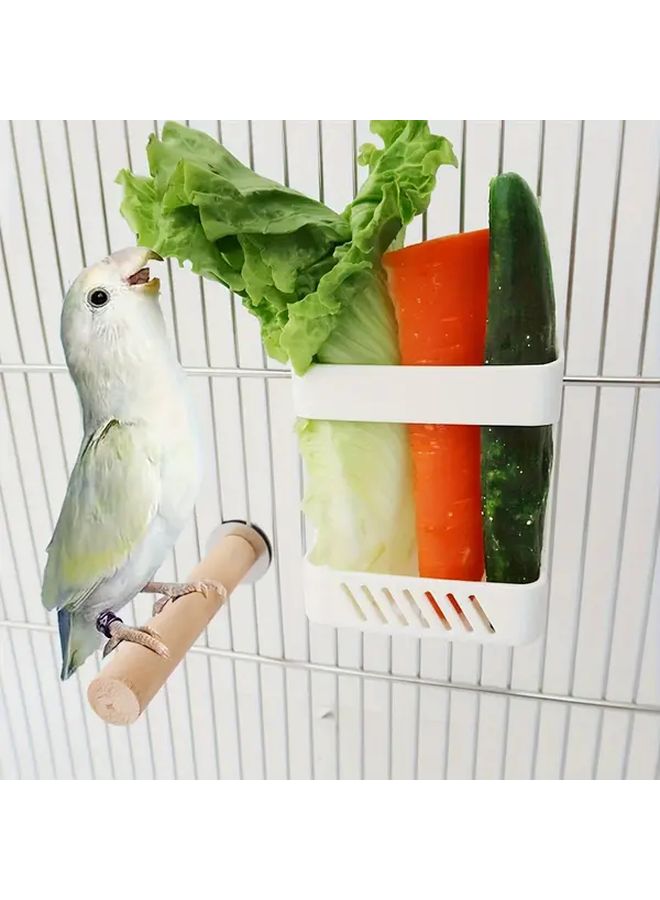 White ABS Parrot Feeding Stand Durable Space Saving Design with Multiple Shelves for Fruits and Vegetables - Image 3