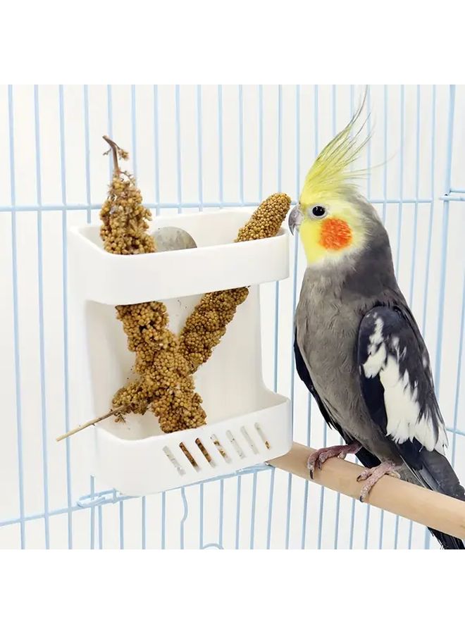 White ABS Parrot Feeding Stand Durable Space Saving Design with Multiple Shelves for Fruits and Vegetables - Image 5