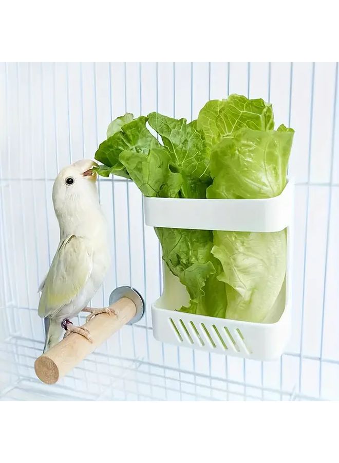 White ABS Parrot Feeding Stand Durable Space Saving Design with Multiple Shelves for Fruits and Vegetables - Image 1