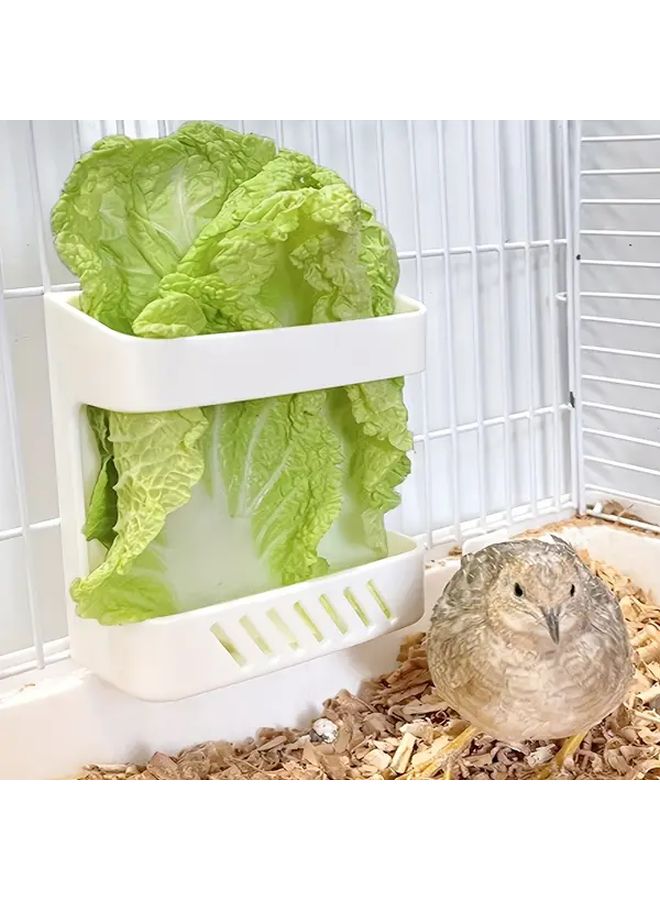 White ABS Parrot Feeding Stand Durable Space Saving Design with Multiple Shelves for Fruits and Vegetables - Image 4