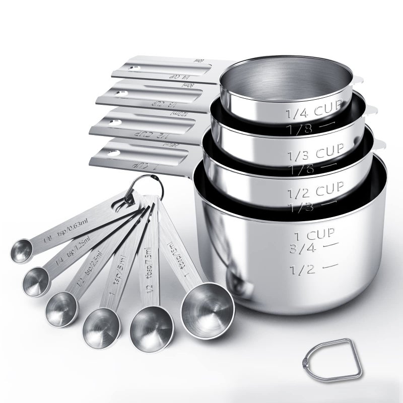 TILUCK Stainless Steel Measuring Cups & Spoons Set, Cups and Spoons,Kitchen Gadgets for Cooking & Baking (Medium) - Image 1