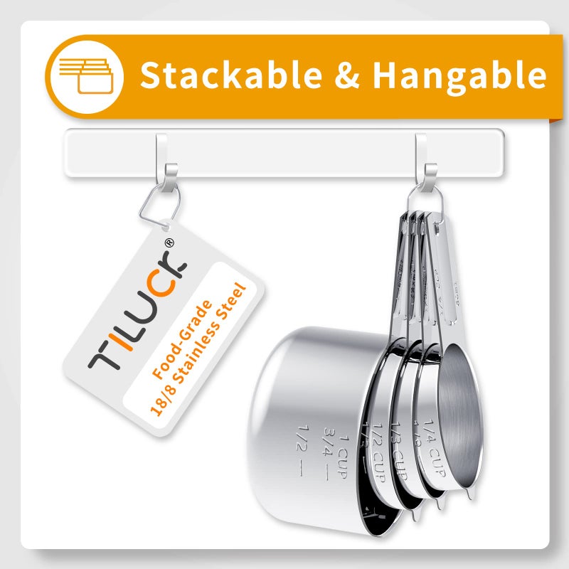 TILUCK Stainless Steel Measuring Cups & Spoons Set, Cups and Spoons,Kitchen Gadgets for Cooking & Baking (Medium) - Image 3