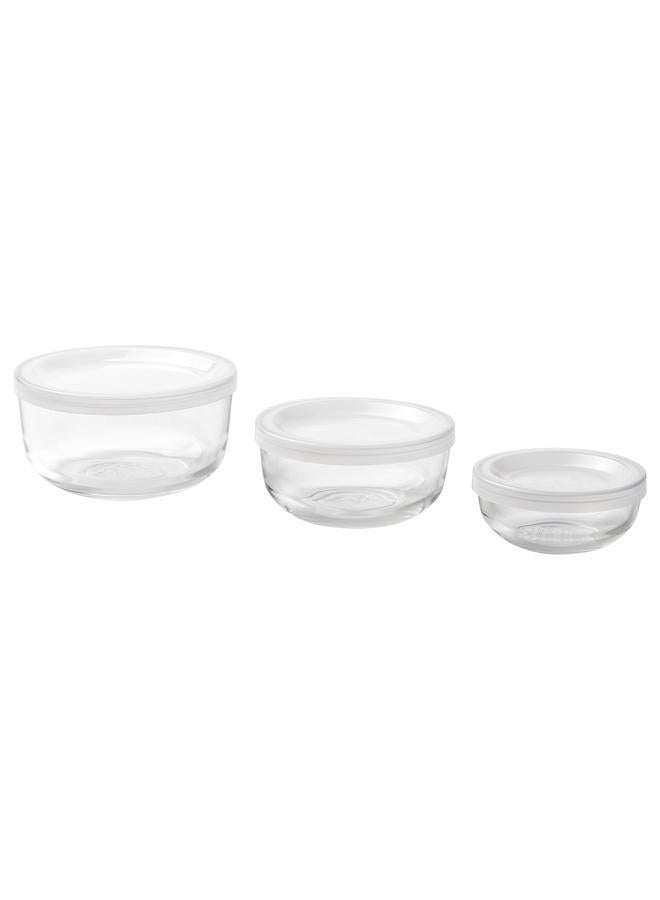 Zaboon Food container with lid, set of 3, glass - Image 1